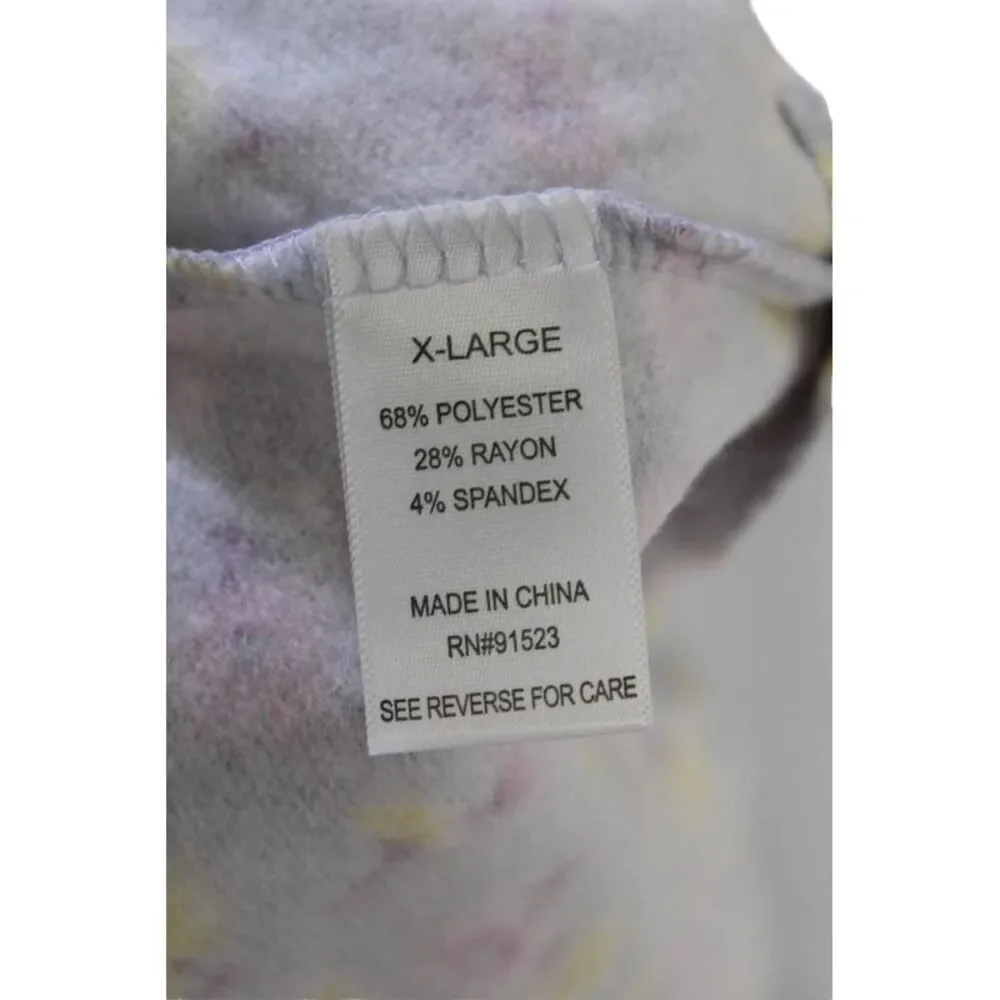 Emerson Road Womens Floral Print Crew Neck Sleep Shirt Pajama Set Gray Size XL